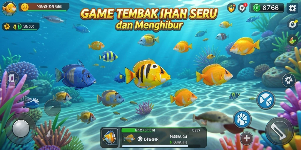 Tampilan permainan seru di 8768 dengan aksi Tembak Ikan.