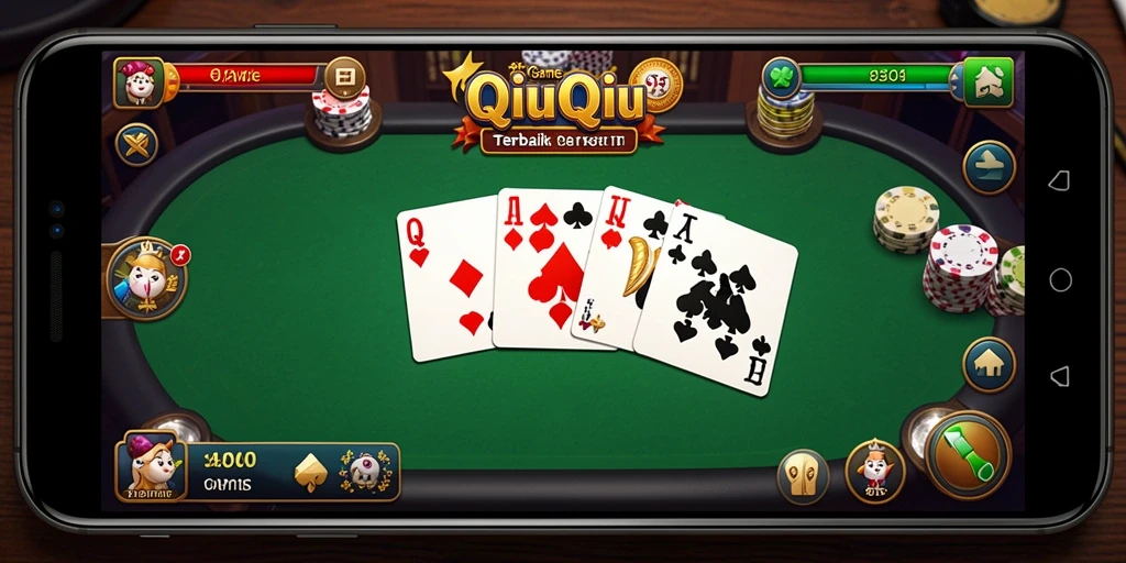Screenshot gameplay QiuQiu di 9ET menunjukkan keseruan bermain kartu.