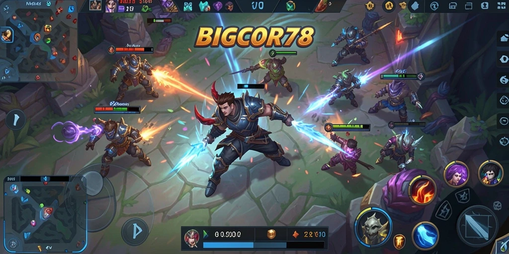 Tampilan seru gameplay MOBA dalam BIGCOR78 dengan aksi yang intens.