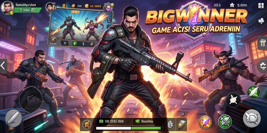 Tangkapan layar gameplay BIGWINNER yang menampilkan aksi mendebarkan.