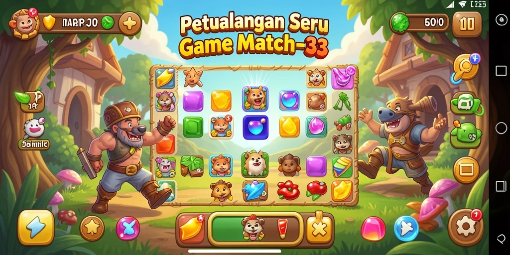 Screenshot utama HARAPJP menampilkan gameplay Match-3 yang seru.