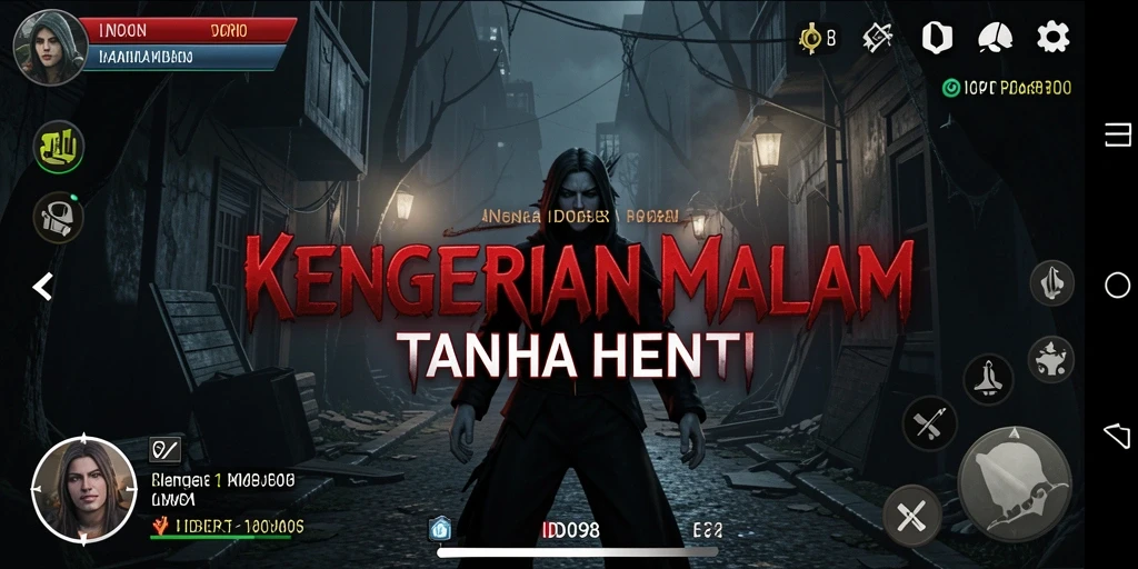 Screenshoot gameplay ID098 menunjukkan momen menegangkan saat karakter melawan makhluk mengerikan.