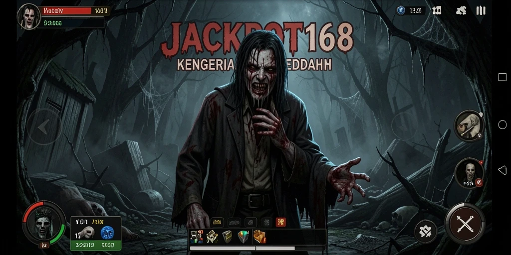 Tampilan menegangkan dari gameplay horor JACKPOT168.