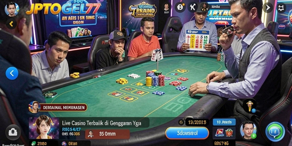 Tampilan gameplay menarik di JPTOGEL77 dengan dealer langsung dan interaksi sosial.