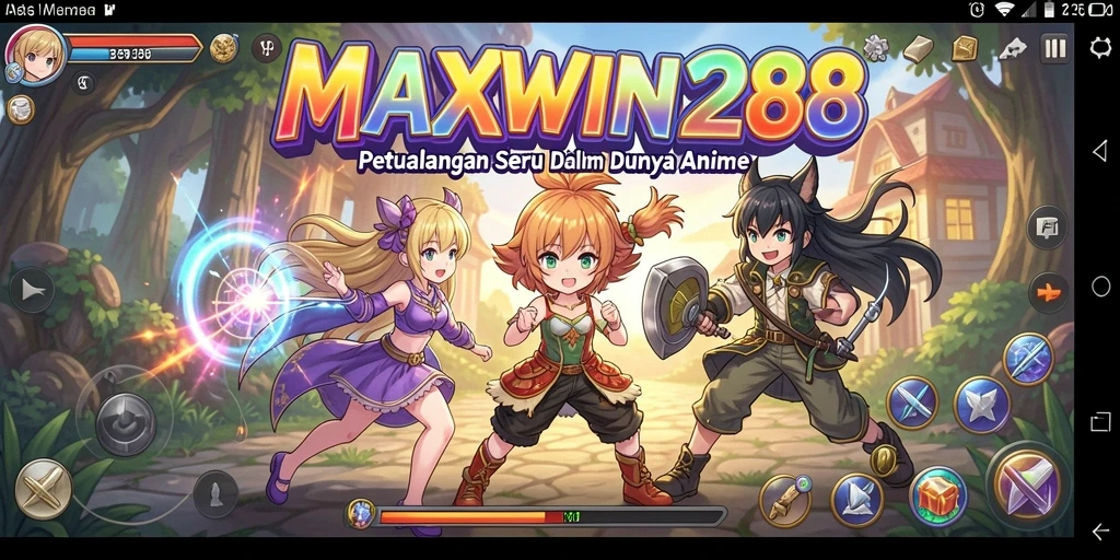 Tampilan gameplay MAXWIN288 yang penuh aksi dan karakter Anime.