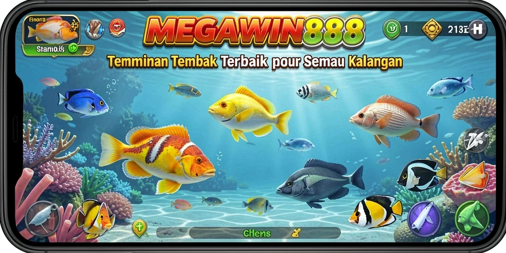 Tampilan gameplay seru dalam MEGAWIN888 saat menangkap ikan.