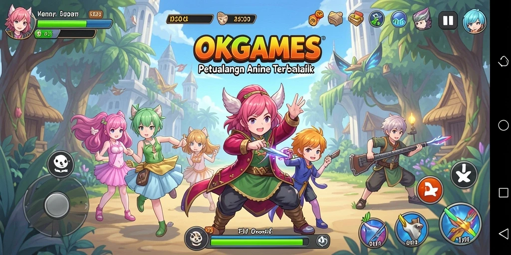 Gambaran aksi seru dari game Anime OKGAMES dengan karakter ikonik.