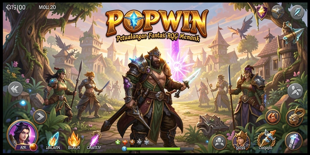 Tangkapan layar menunjukkan aksi seru dalam permainan RPG POPWIN.