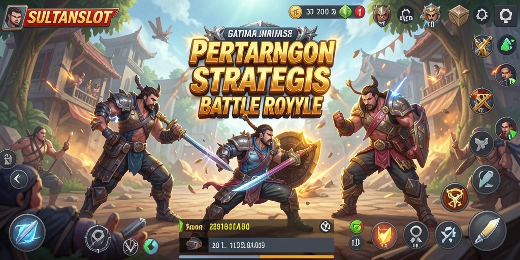 Menampilkan gameplay mendebarkan SULTANSLOT dalam pertempuran Battle Royale.