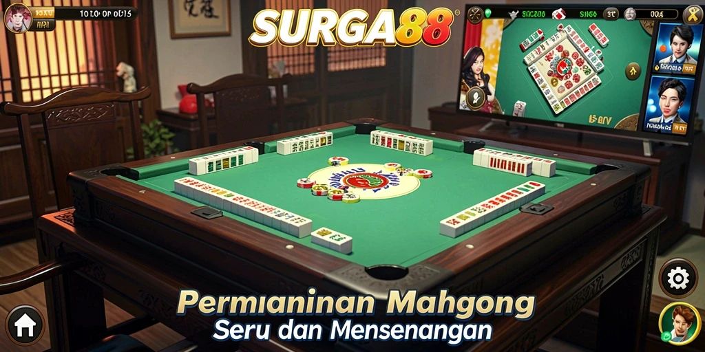 Tangkapan layar utama SURGA88 menampilkan gameplay Mahjong yang memukau.