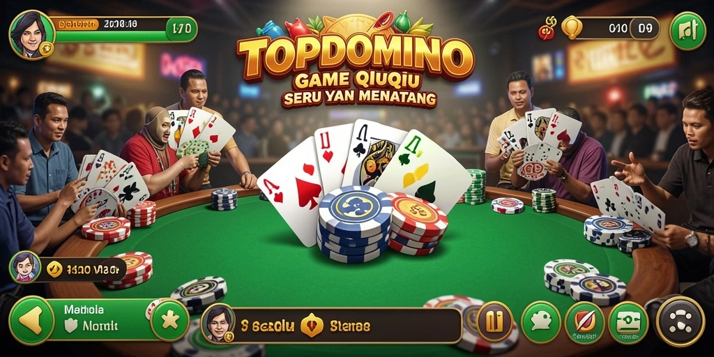 Tampilan gameplay seru dalam permainan QiuQiu TOPDOMINO.
