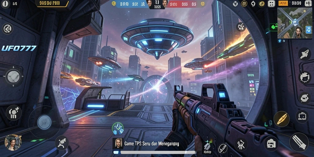 Tampilan gameplay utama dari game TPS UFO777 yang penuh aksi dan ketegangan.