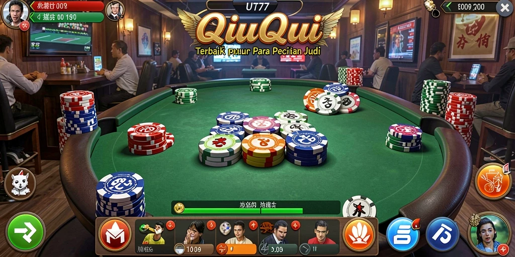 Screenshot UT77 menampilkan pemain menikmati permainan QiuQiu.