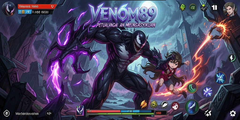 Screenshot gameplay <strong>VENOM889</strong> menampilkan pertarungan karakter anime yang dinamis.